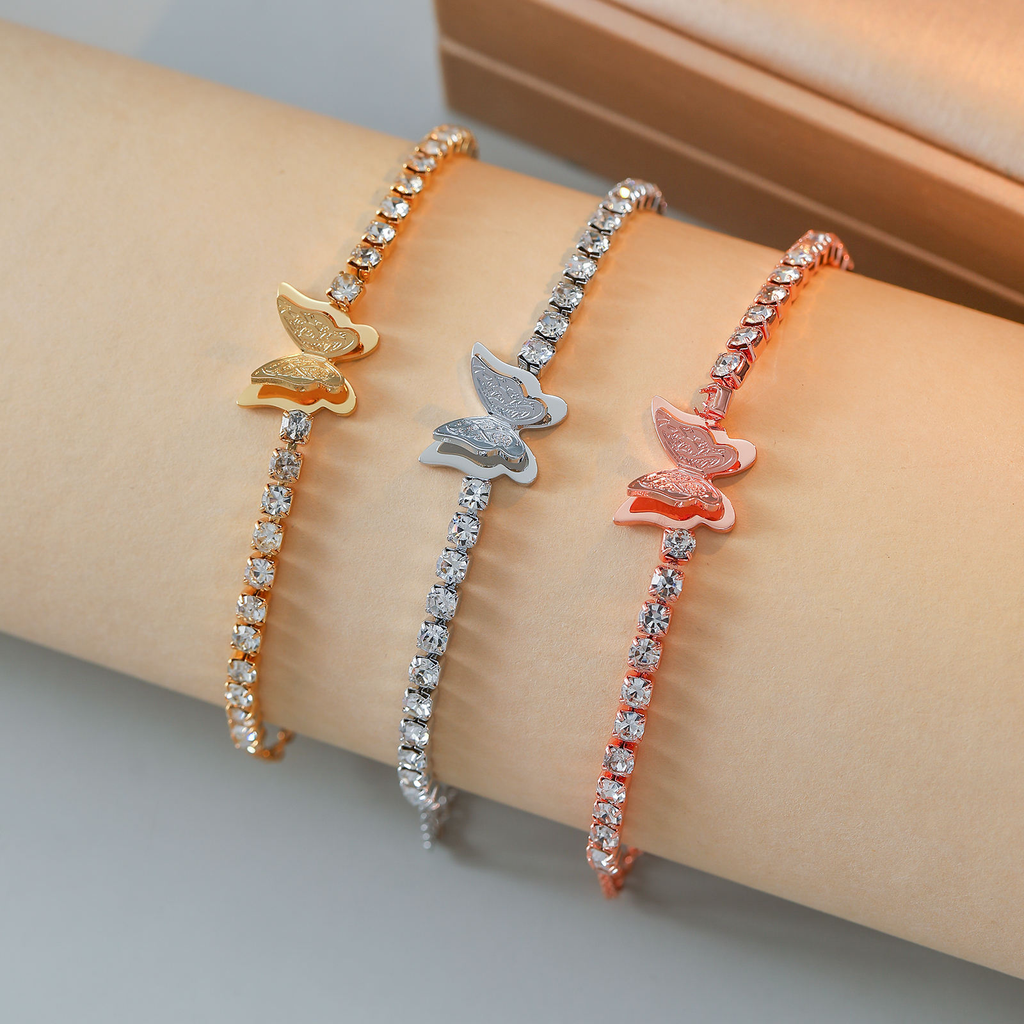 Butterfly Tennis Bracelet Collection - Sabr and Shukr Arabic Calligraphy Jewelry in Gold, Silver, and Rose Gold by Cigaoni