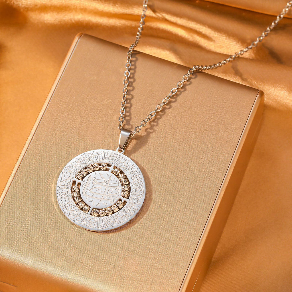 The Sovereign Shield Spinner - Premium Triple-Layered Sacred Script Necklace with Flourishing Golden Beads | CIGAONI Artisan Heritage