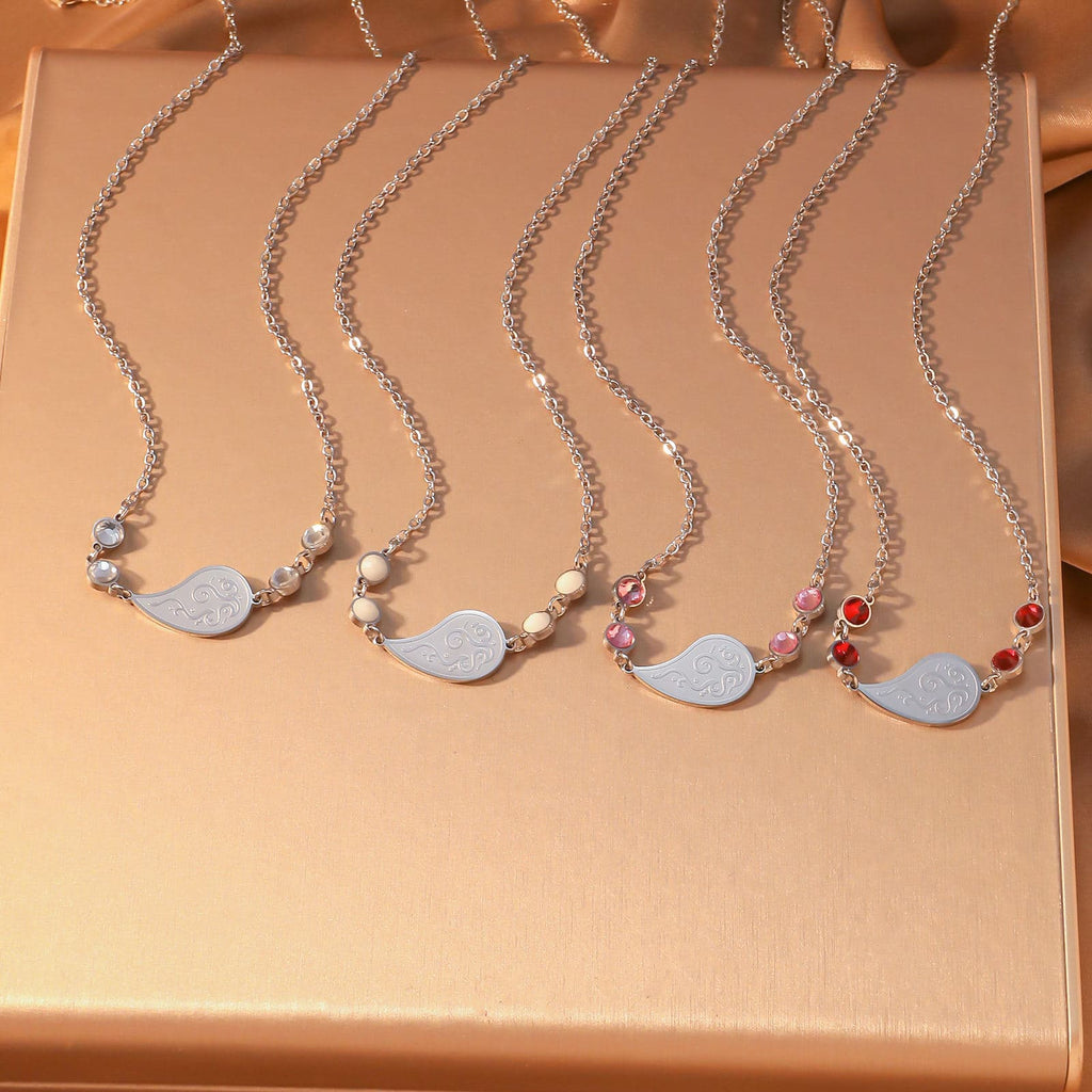 CIGAONI Dewdrop Serenity Necklace - gold teardrop pendant with red zircon gemstone accent on delicate chain