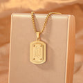 CIGAONI The Name | "Allah" Arabic Calligraphy Rectangular Plaque Necklace - 18K Gold Plated Box Chain - Minimalist Sacred Jewelry
