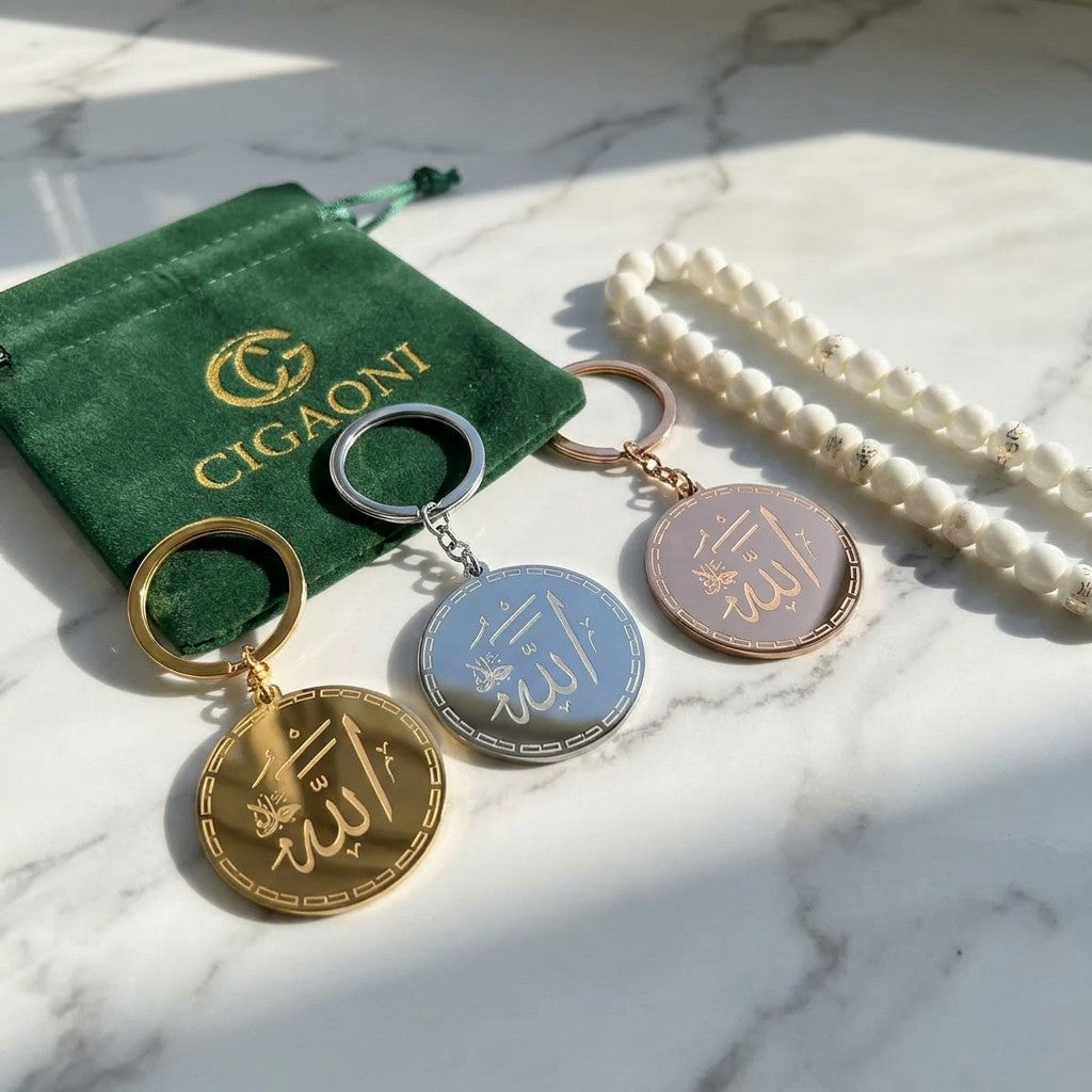 he Eternal Companion Keychain - Premium 316L Stainless Steel Allah Script Key Accessory | CIGAONI Signature Collection
