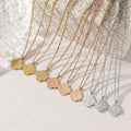 CIGAONI Arabic calligraphy four-leaf clover necklaces in gold, silver and rose gold flat lay