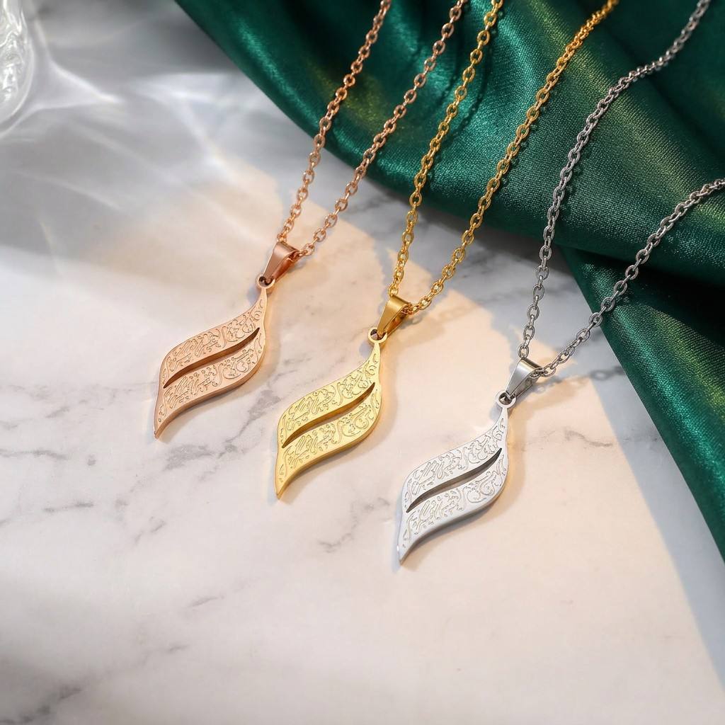 Eternal Flame of Faith Necklace – Gold, Silver & Rose Gold Triple Color Flat Lay | CIGAONI