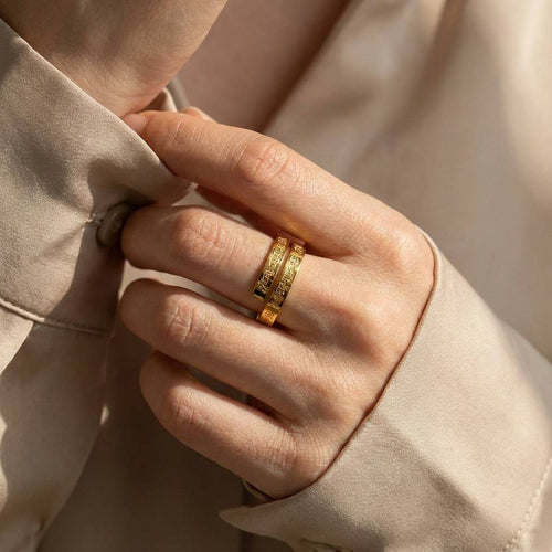 Adjustable Ayatul Kursi Spiral Ring - Resizable Wrap Around Arabic Calligraphy Bangle Ring | 18K Gold Plated Sacred Protection Jewelry