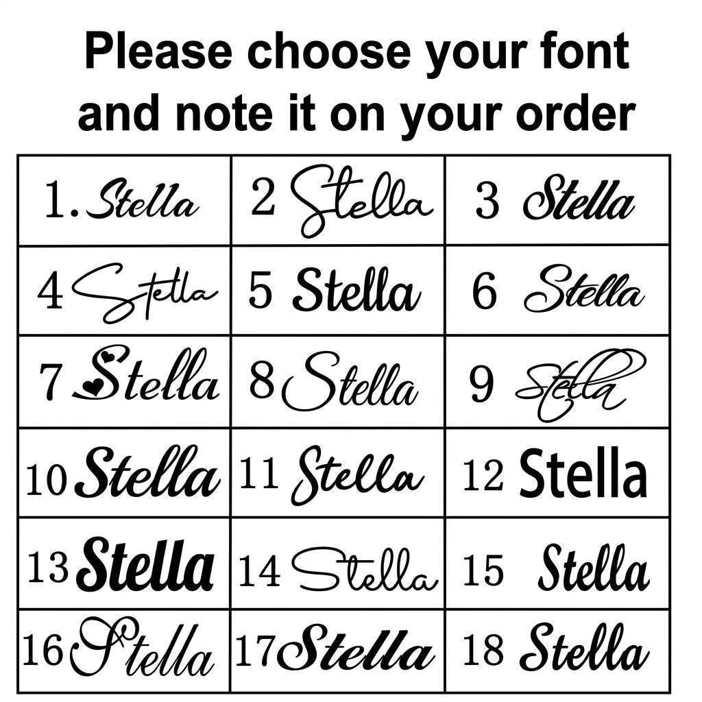 Custom Font Selection Guide for Name Necklaces - 18 Different Signature Styles for Personalized Jewelry Orders