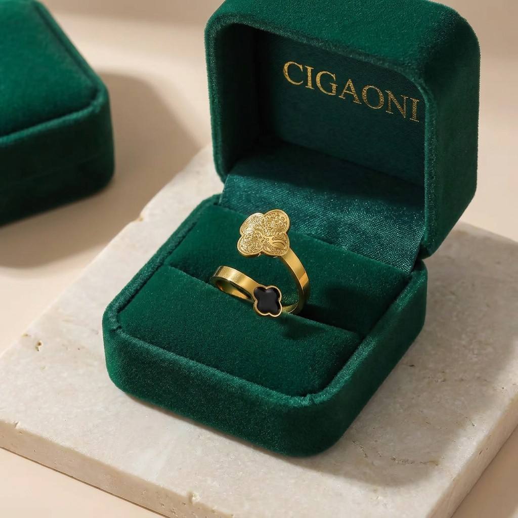 The Virtuous Bloom Wrap Ring - Handcrafted Sabr, Shukr, Tawakkul Script Ring in Stainless Steel | CIGAONI Artisan Collection