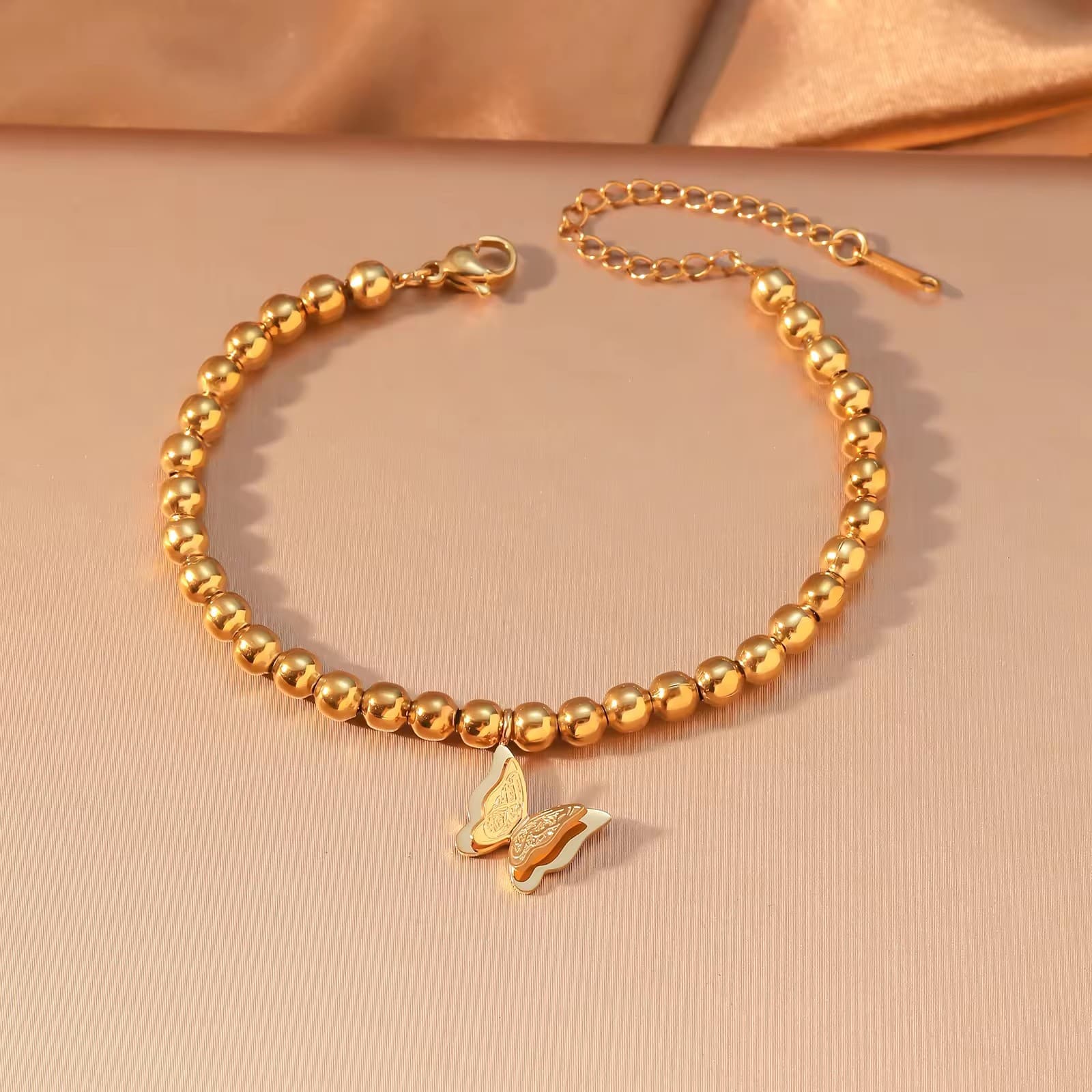 CIGAONI Wings of Amal | Butterfly Filigree Beaded Bracelet - 18K Gold & Silver Stainless Steel Charm Jewelry - Symbol of Patience & Hope