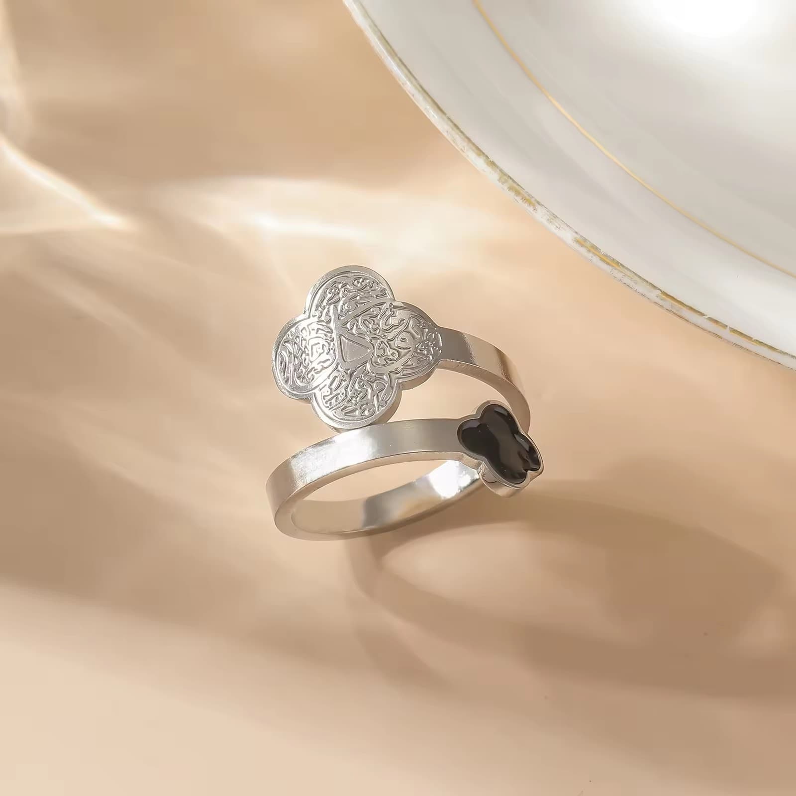 Silver Shukr Wrap Ring – Arabic Calligraphy Gratitude Virtue Ring | CIGAONI