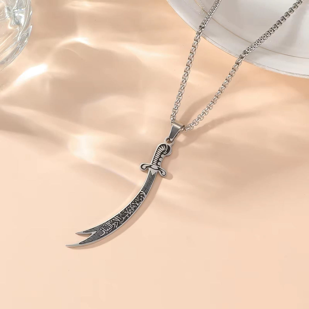 CIGAONI Zulfiqar silver sword pendant necklace, faith-inspired jewelry