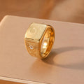 CIGAONI Sovereign Faith | Shahada & Star Crescent Signet Ring - Premium 18K Gold Plated Islamic Jewelry - Masculine Spiritual Emblem