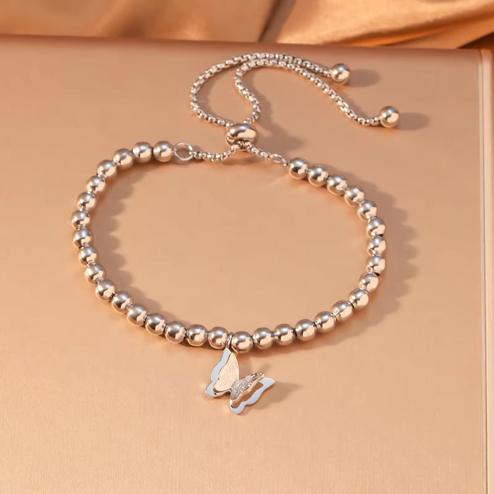 CIGAONI Wings of Amal | Butterfly Filigree Beaded Bracelet - 18K Gold & Silver Stainless Steel Charm Jewelry - Symbol of Patience & Hope