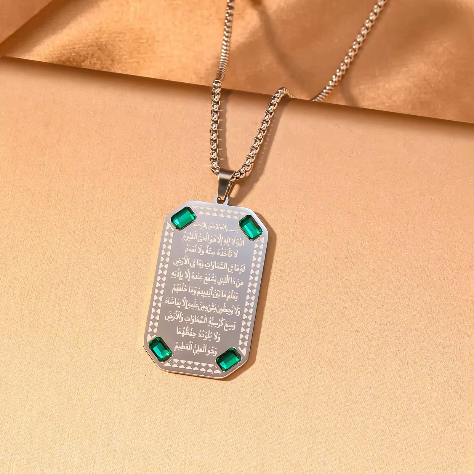 CIGAONI Sacred Gate | Ayatul Kursi Double-Layered Plaque Necklace - 18K Gold & Black Enamel Calligraphy - Statement Spiritual Jewelry