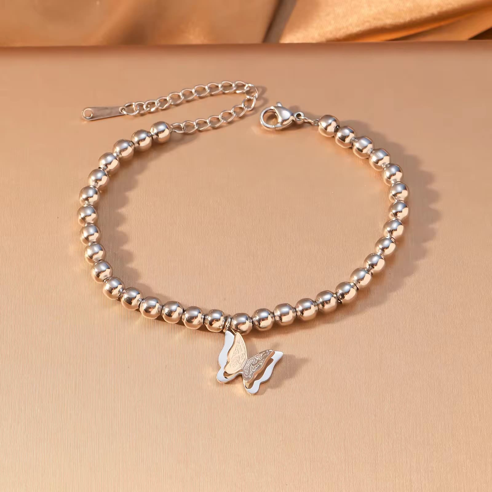 CIGAONI Wings of Amal | Butterfly Filigree Beaded Bracelet - 18K Gold & Silver Stainless Steel Charm Jewelry - Symbol of Patience & Hope
