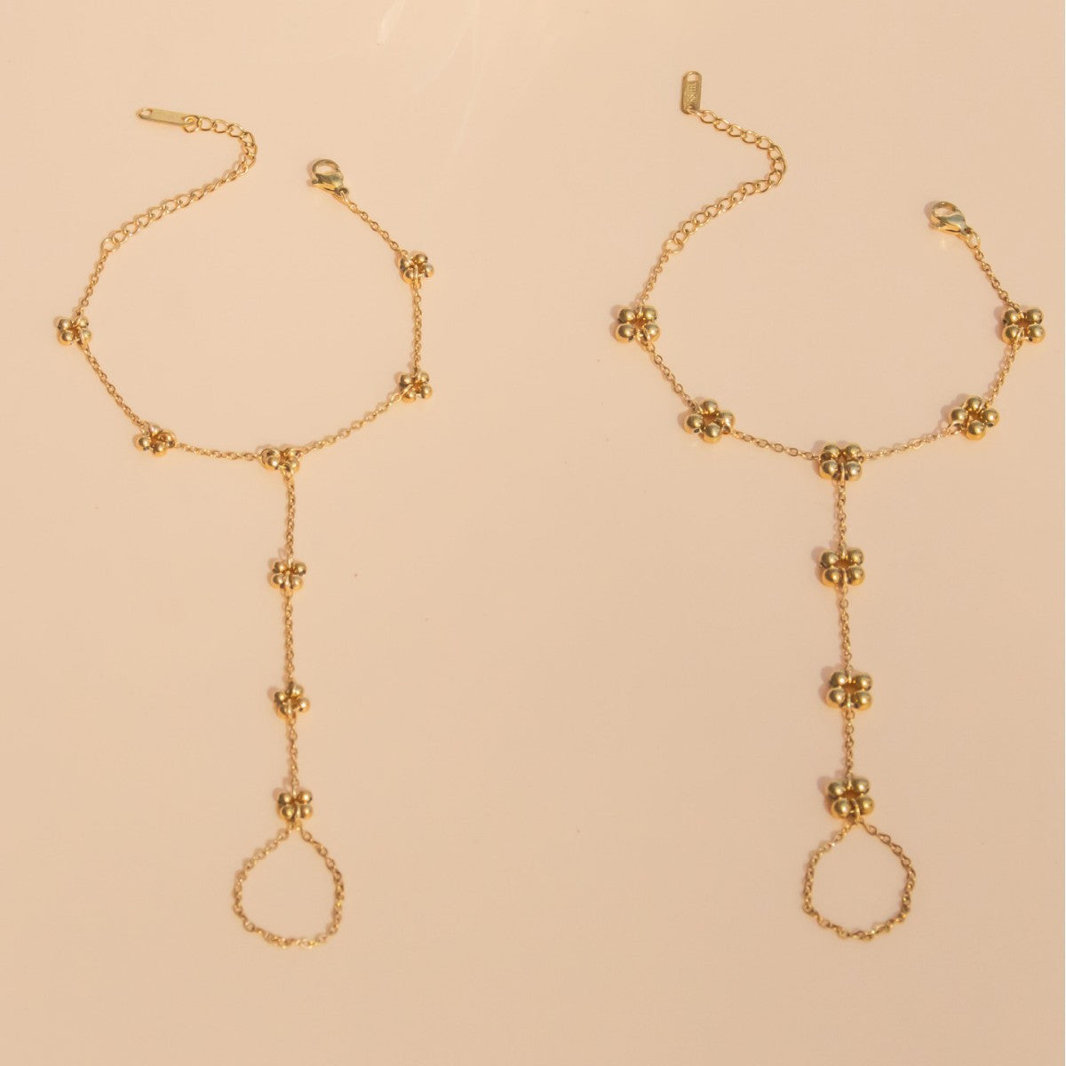 Minimalist and blooming style hand chains - Elegant finger bracelets with adjustable fit and premium gold finish