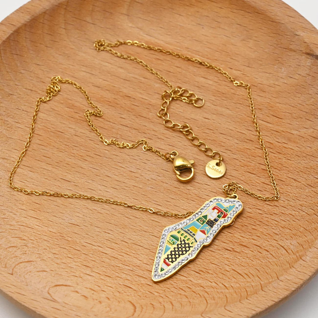 Gold chain necklace with colorful enamel pendant lifestyle shot - CIGAONI
