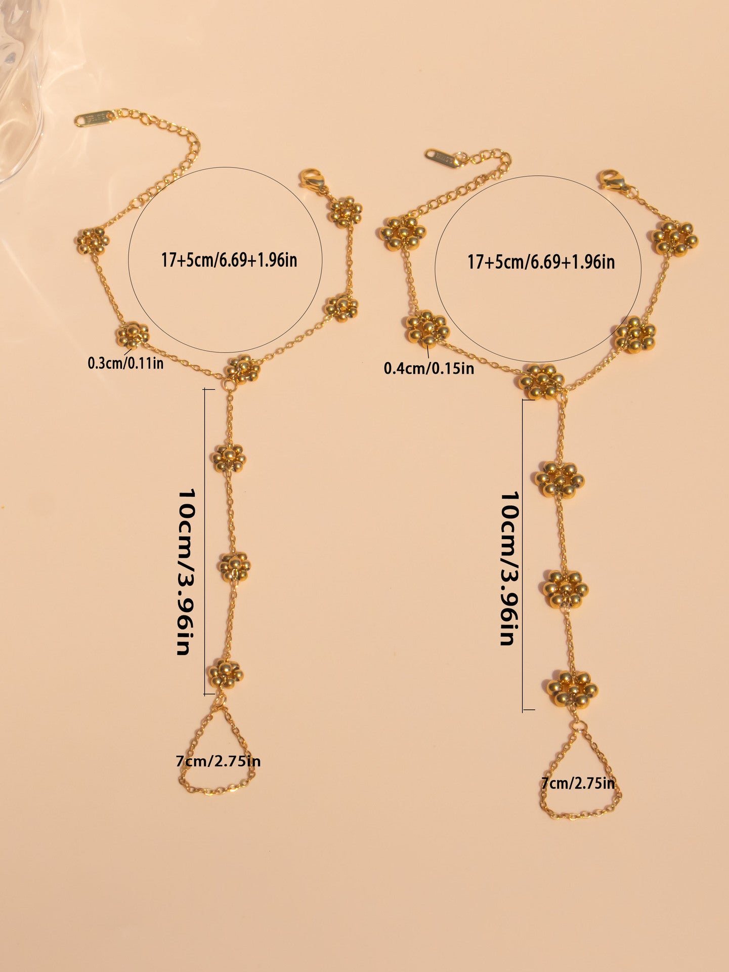 Handcrafted floral hand chain jewelry - Hypoallergenic and skin-friendly accessory for special occasions

