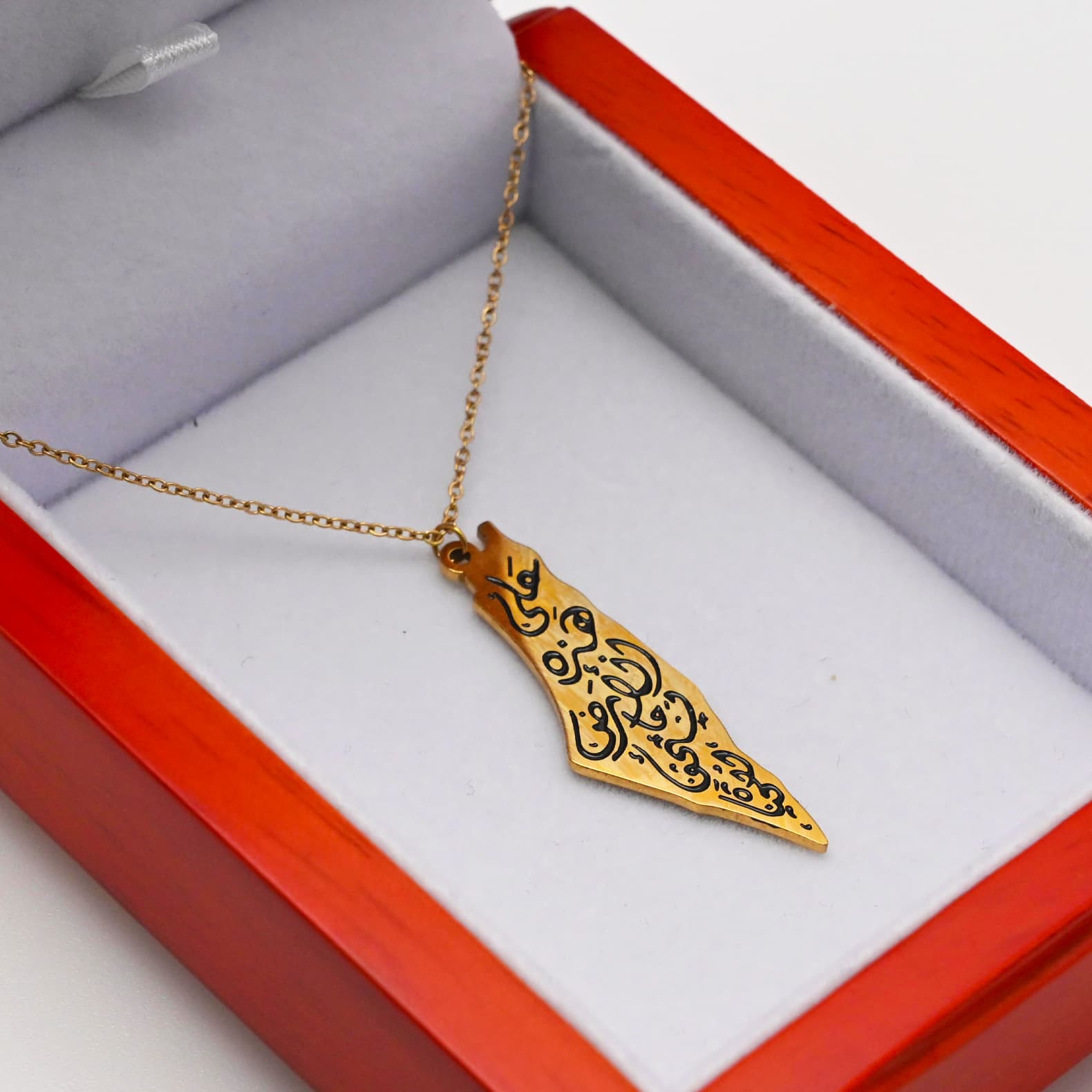 he Roots of Hope Series - Palestine Map Silhouette Necklace in Multiple Signature Designs | CIGAONI Artisan Heritage