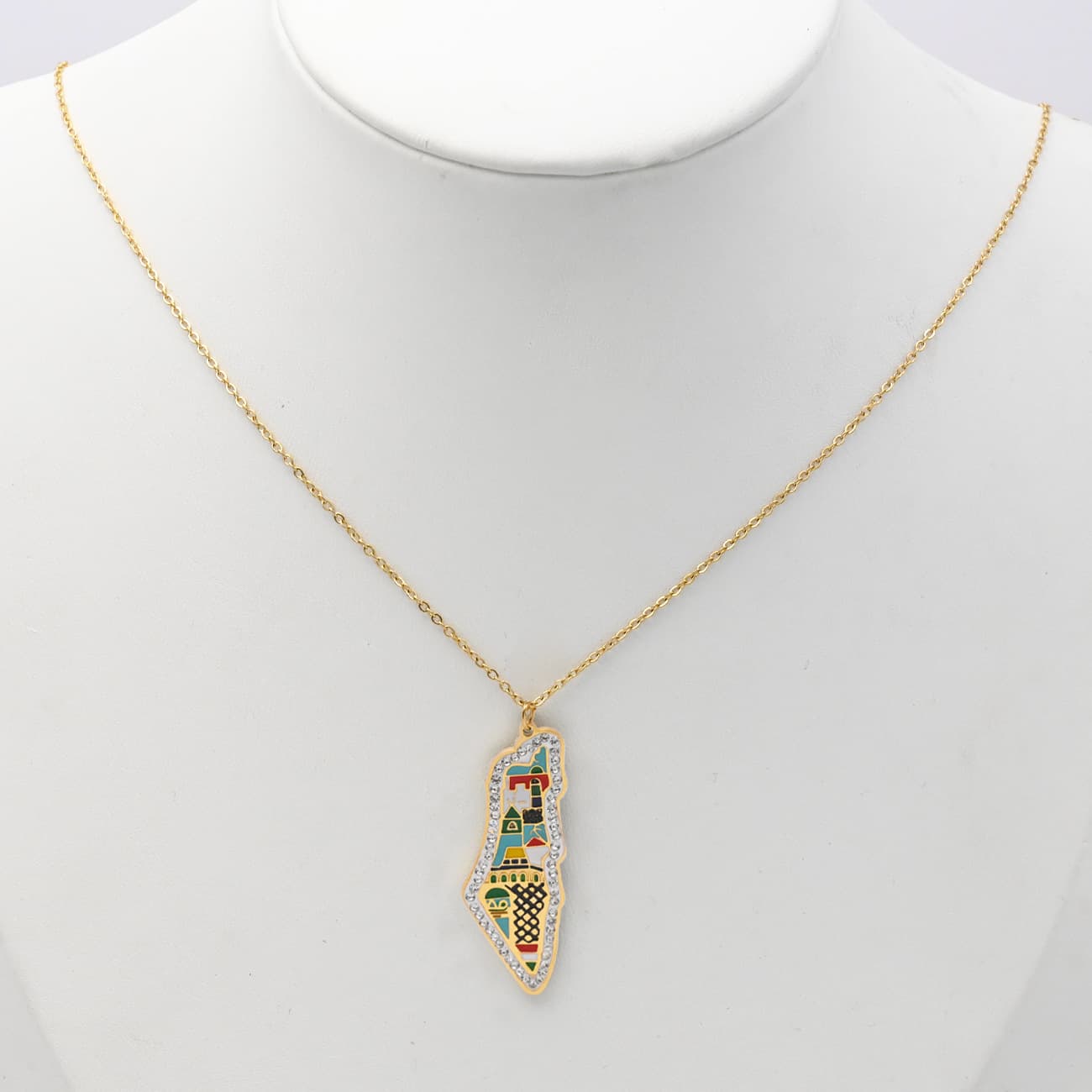 Enamel art pendant necklace flat lay on white background - CIGAONI