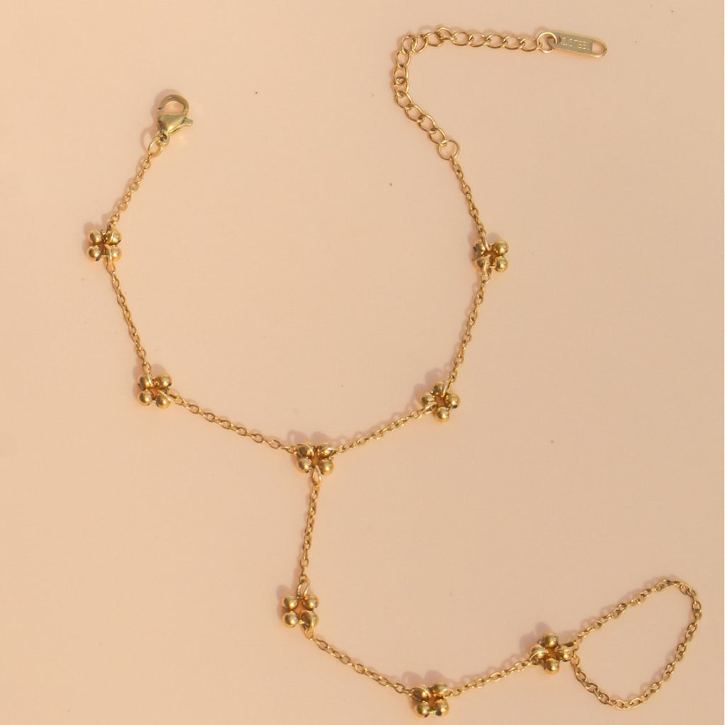 The Blossoming Grace Hand Chain - Handcrafted Floral Finger Bracelet in Stainless Steel | CIGAONI Signature Collection