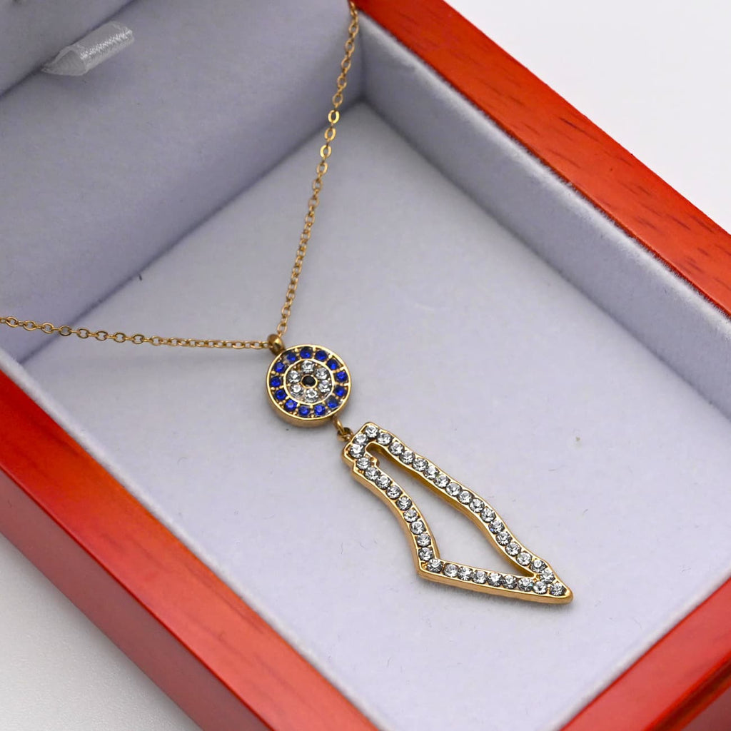 Eternal Guardian Necklace gold geometric arrow pendant necklace in red gift box - CIGAON