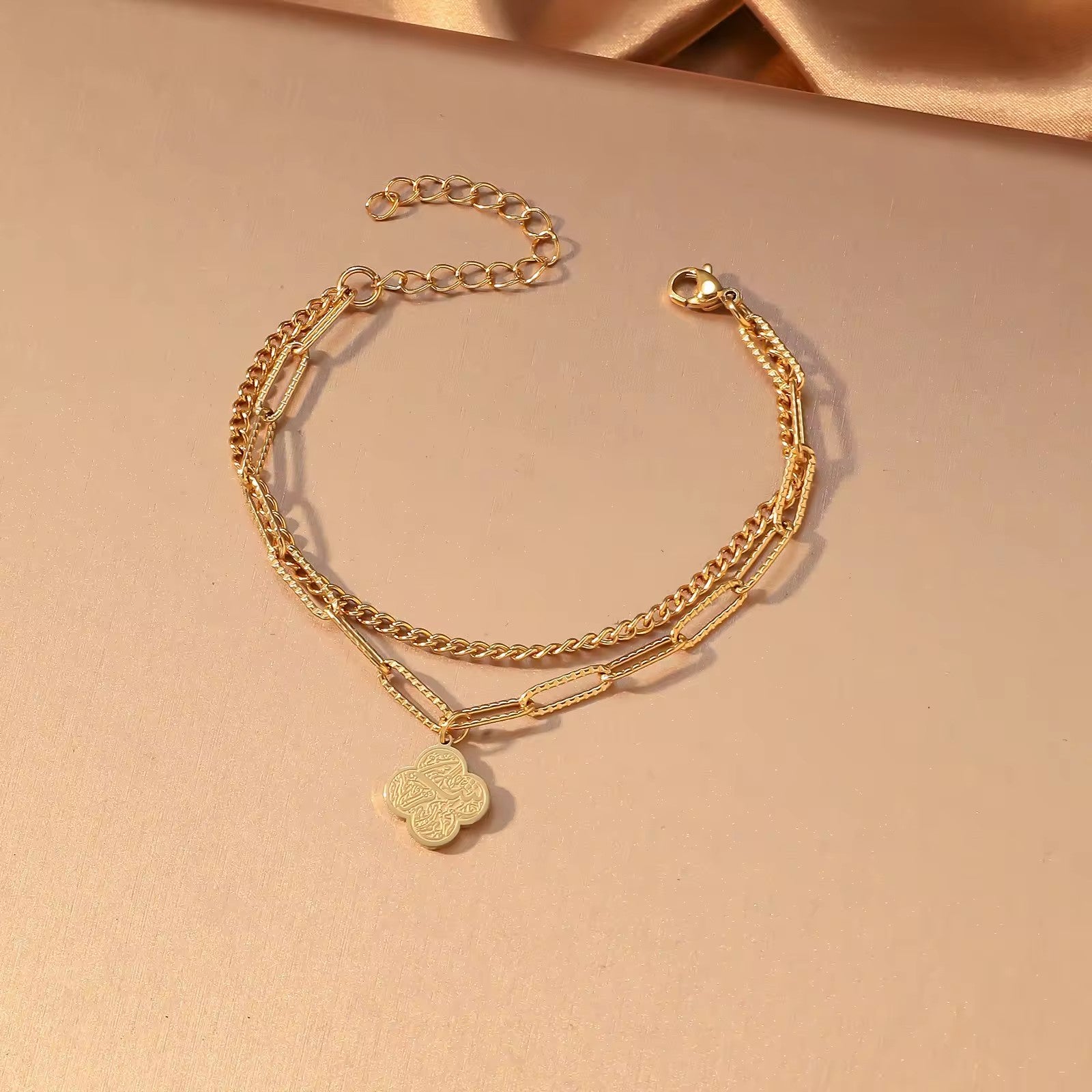 Tawakkul Gold Layered Bracelet - 18K Gold Plated Stainless Steel Arabic Script Jewelry for Trust and Faith